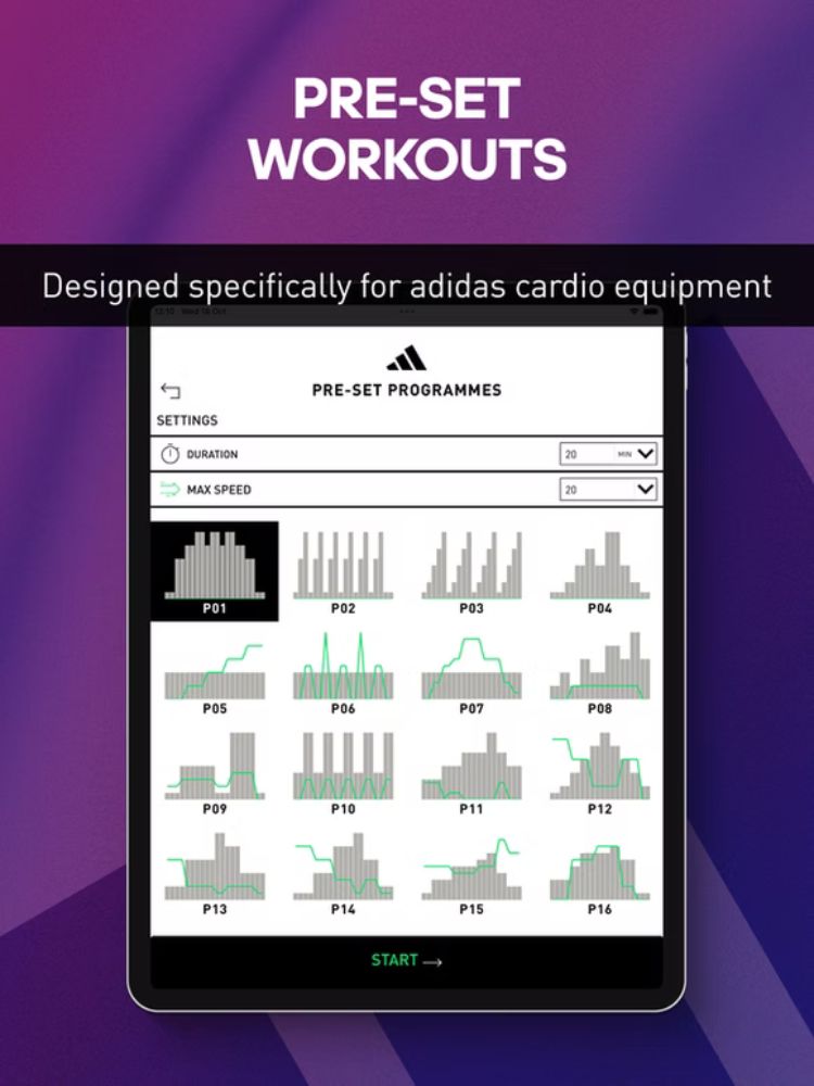 Förinställda träningsprogram i Adidas Console+